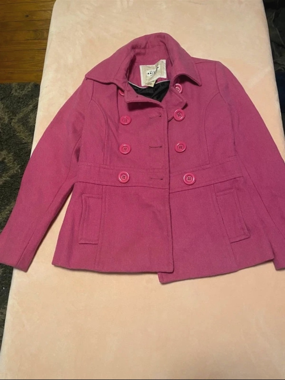 Arizona Jean Company Girls' Magenta Double-Breasted Peacoat